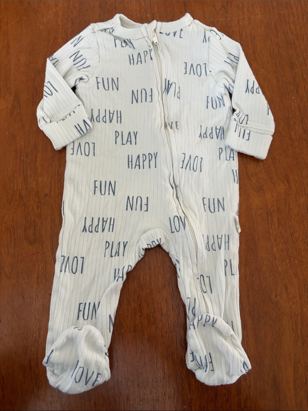 🍊5/$25 Rabbit + Bear Organic Ribbed Footed One-Piece with Navy Lettering